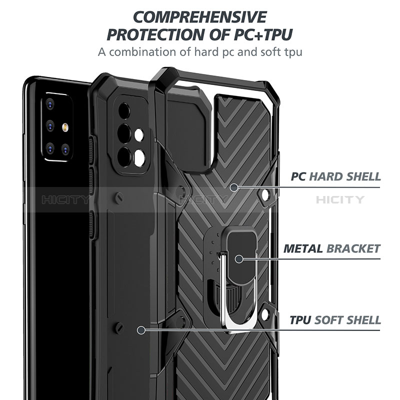 Funda Bumper Silicona y Plastico Mate Carcasa con Magnetico Anillo de dedo Soporte YF1 para Samsung Galaxy A71 4G A715