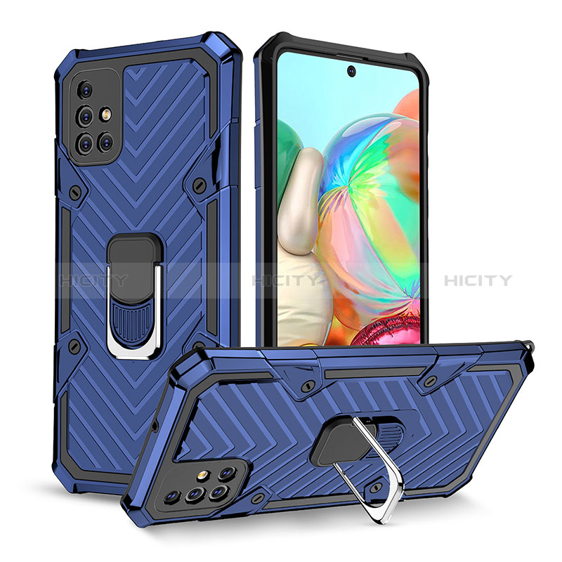 Funda Bumper Silicona y Plastico Mate Carcasa con Magnetico Anillo de dedo Soporte YF1 para Samsung Galaxy A71 4G A715