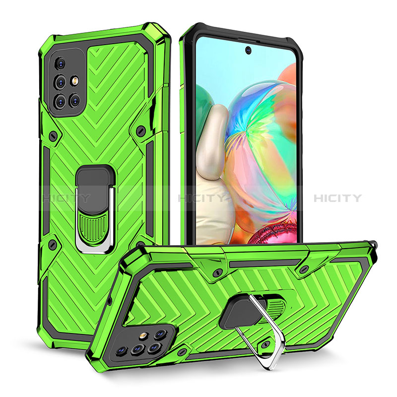 Funda Bumper Silicona y Plastico Mate Carcasa con Magnetico Anillo de dedo Soporte YF1 para Samsung Galaxy A71 4G A715