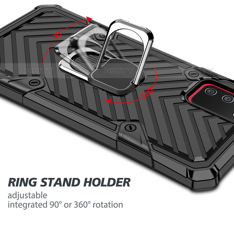 Funda Bumper Silicona y Plastico Mate Carcasa con Magnetico Anillo de dedo Soporte YF1 para Samsung Galaxy M02s