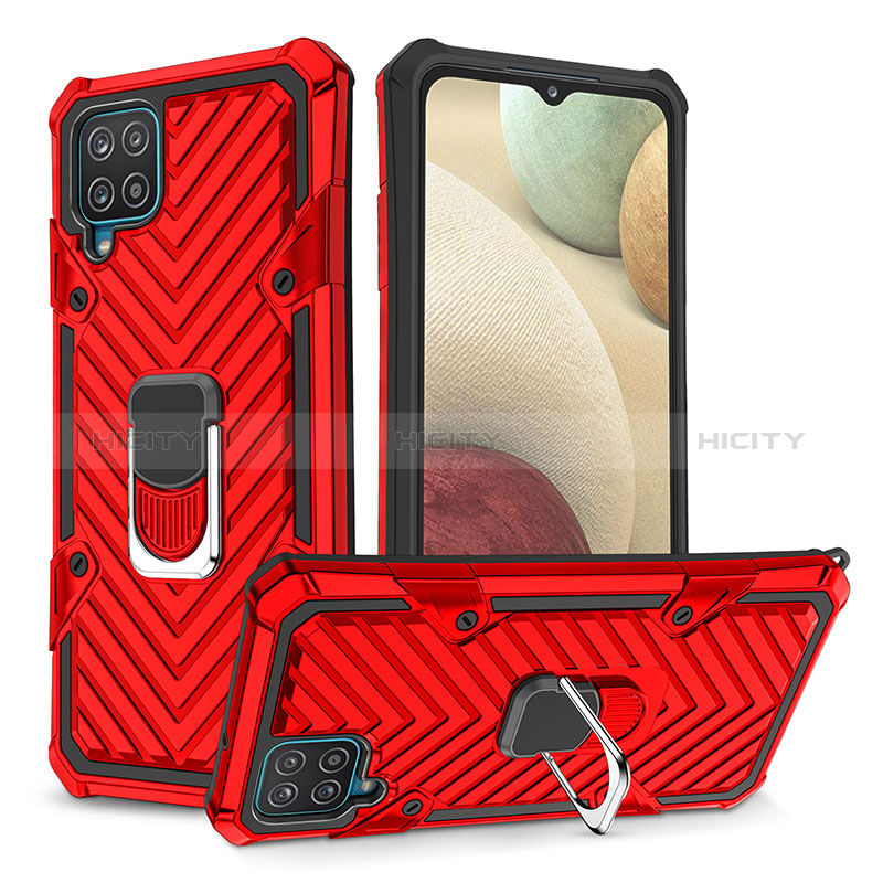 Funda Bumper Silicona y Plastico Mate Carcasa con Magnetico Anillo de dedo Soporte YF1 para Samsung Galaxy M12