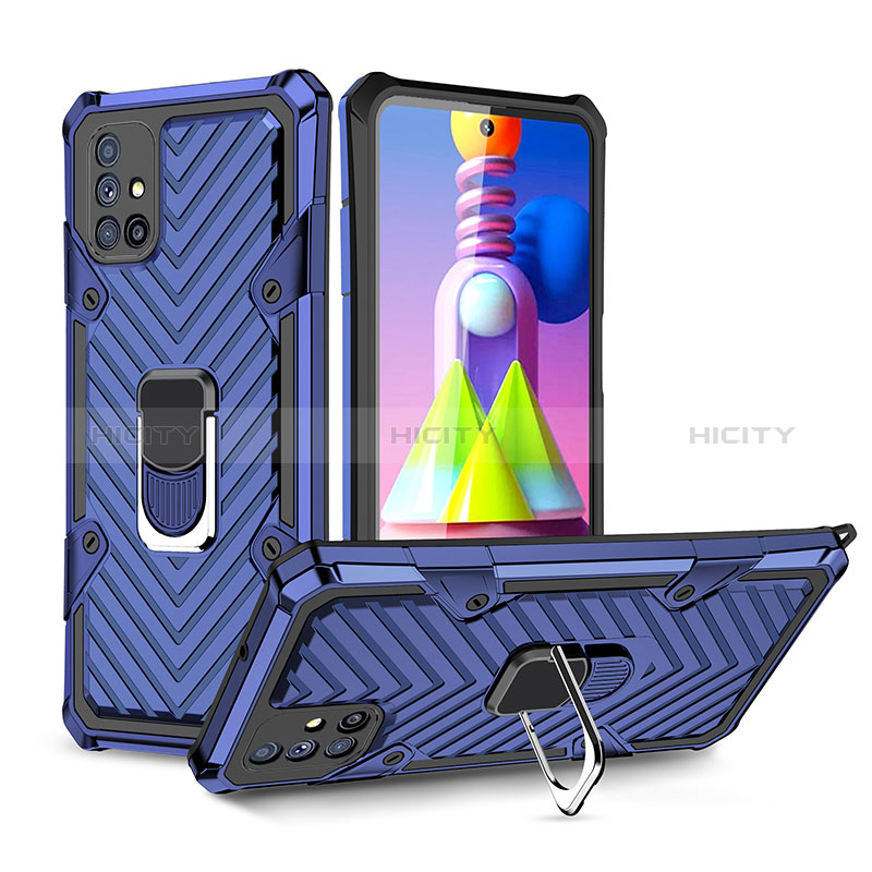 Funda Bumper Silicona y Plastico Mate Carcasa con Magnetico Anillo de dedo Soporte YF1 para Samsung Galaxy M51