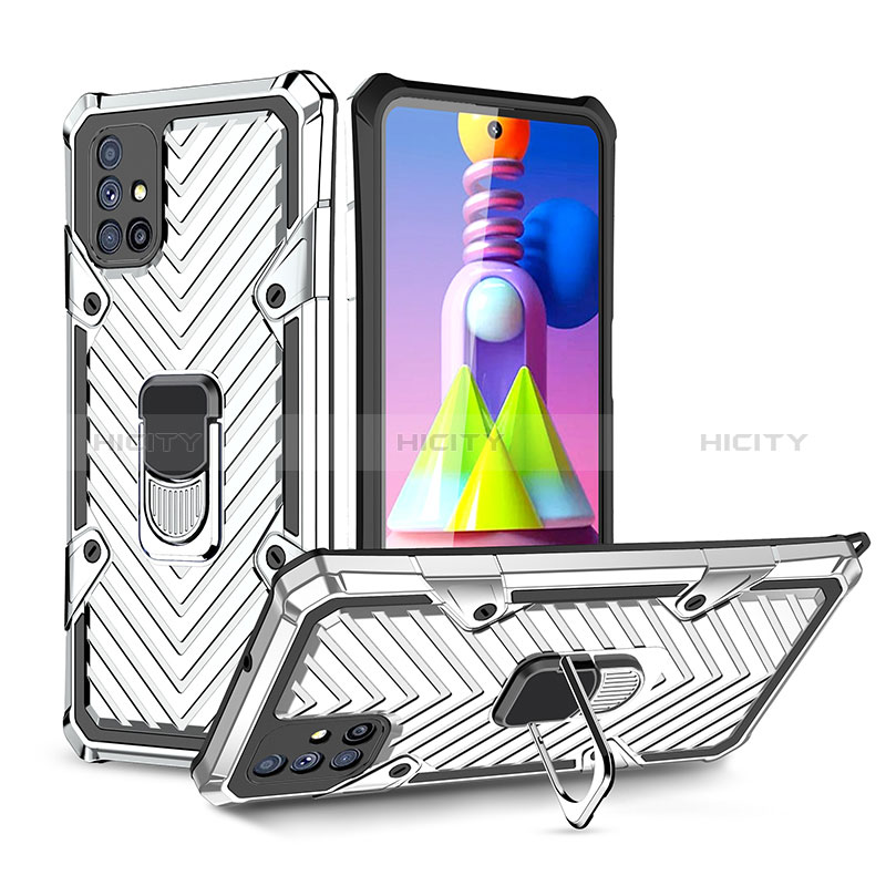 Funda Bumper Silicona y Plastico Mate Carcasa con Magnetico Anillo de dedo Soporte YF1 para Samsung Galaxy M51