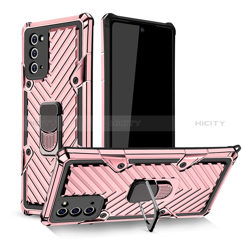 Funda Bumper Silicona y Plastico Mate Carcasa con Magnetico Anillo de dedo Soporte YF1 para Samsung Galaxy Note 20 5G