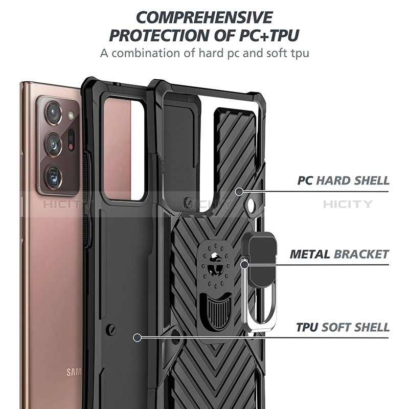 Funda Bumper Silicona y Plastico Mate Carcasa con Magnetico Anillo de dedo Soporte YF1 para Samsung Galaxy Note 20 Ultra 5G