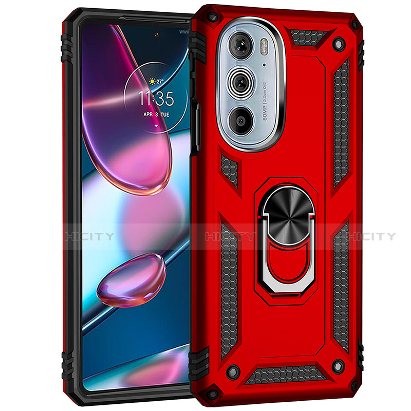 Funda Bumper Silicona y Plastico Mate Carcasa con Magnetico Anillo de dedo Soporte Z01 para Motorola Moto Edge 30 Pro 5G