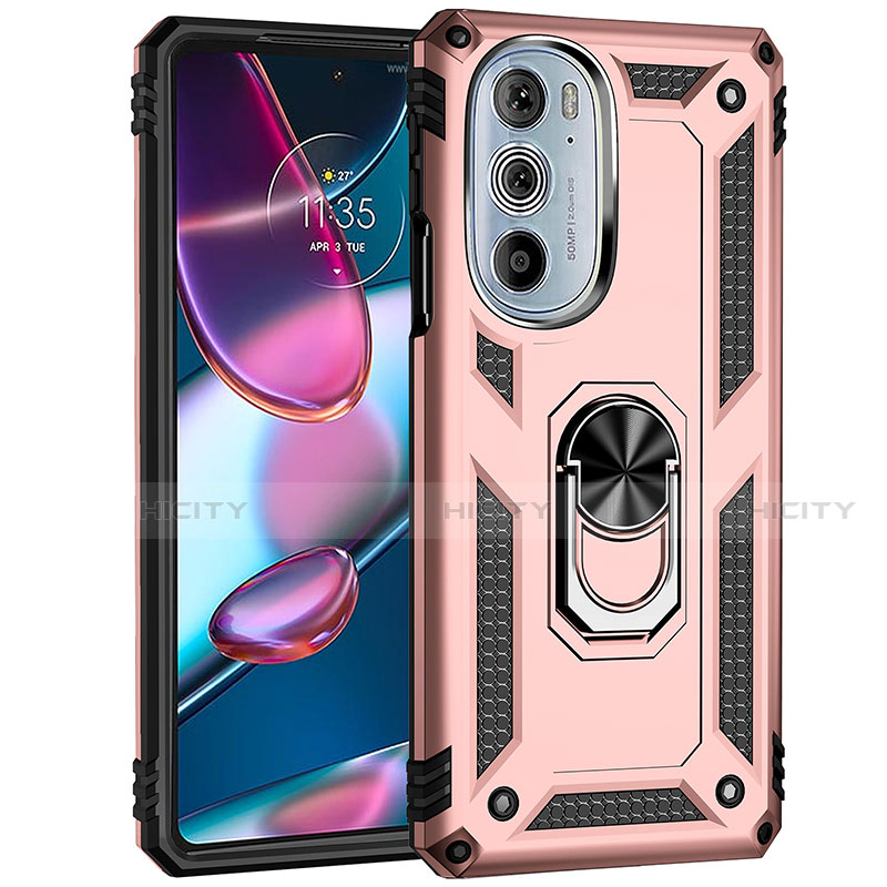 Funda Bumper Silicona y Plastico Mate Carcasa con Magnetico Anillo de dedo Soporte Z01 para Motorola Moto Edge 30 Pro 5G