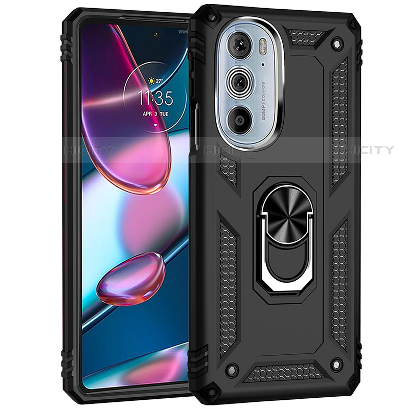 Funda Bumper Silicona y Plastico Mate Carcasa con Magnetico Anillo de dedo Soporte Z01 para Motorola Moto Edge Plus (2022) 5G