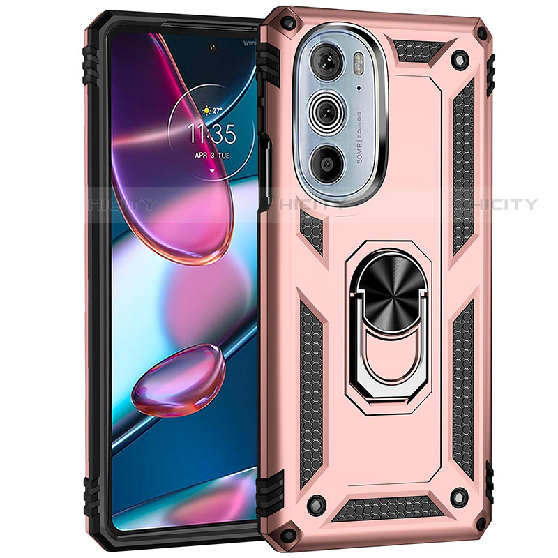 Funda Bumper Silicona y Plastico Mate Carcasa con Magnetico Anillo de dedo Soporte Z01 para Motorola Moto Edge Plus (2022) 5G