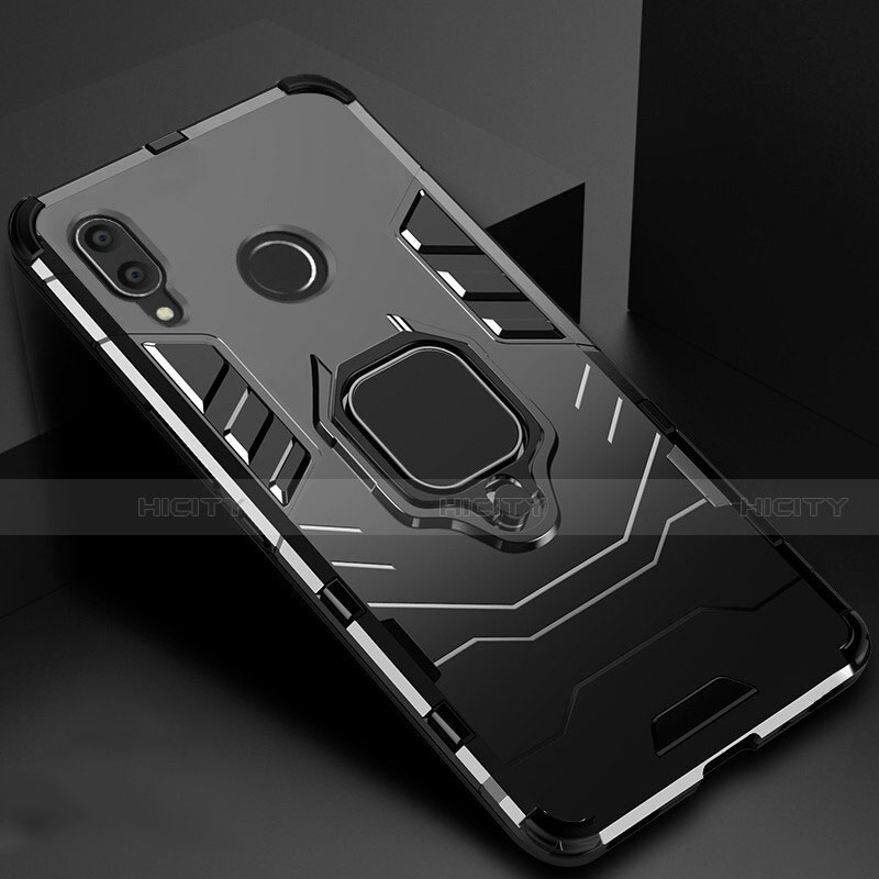 Funda Bumper Silicona y Plastico Mate Carcasa con Magnetico Anillo de dedo Soporte Z01 para Xiaomi Redmi 7 Negro