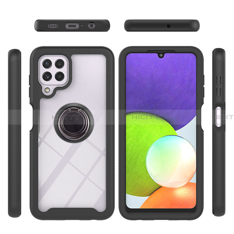 Funda Bumper Silicona y Plastico Mate Carcasa con Magnetico Anillo de dedo Soporte ZJ1 para Samsung Galaxy A22 4G