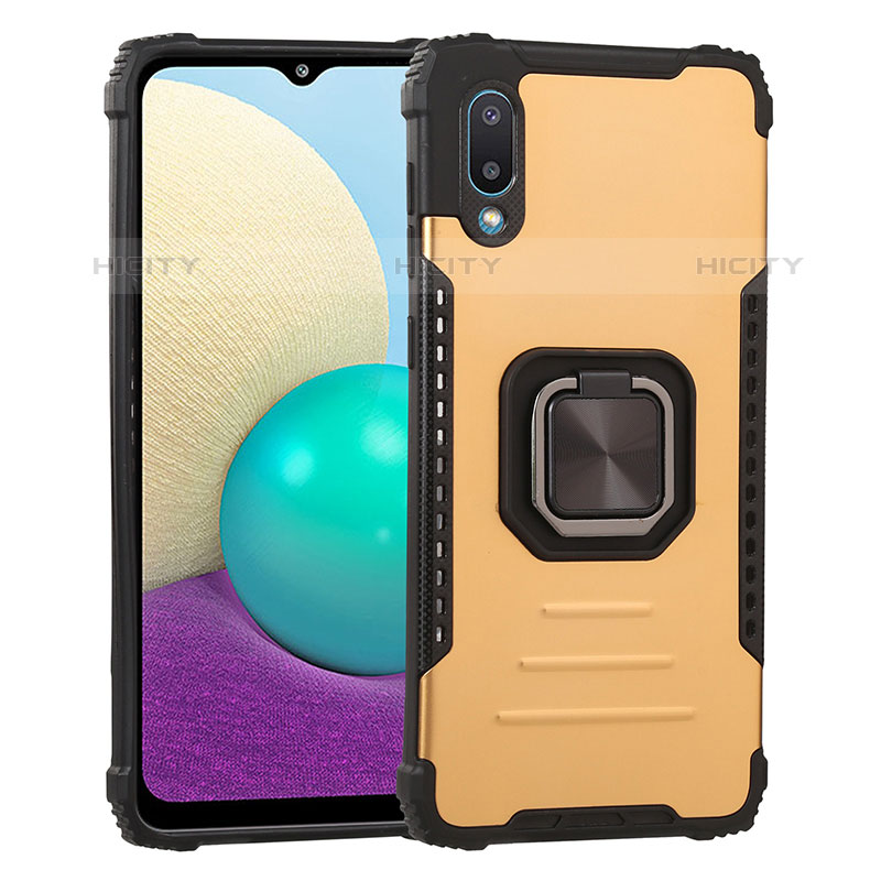 Funda Bumper Silicona y Plastico Mate Carcasa con Magnetico Anillo de dedo Soporte ZJ1 para Samsung Galaxy M02