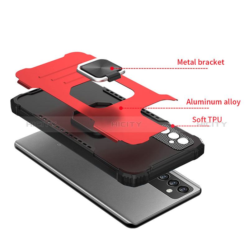 Funda Bumper Silicona y Plastico Mate Carcasa con Magnetico Anillo de dedo Soporte ZJ2 para Samsung Galaxy A42 5G