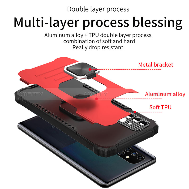 Funda Bumper Silicona y Plastico Mate Carcasa con Magnetico Anillo de dedo Soporte ZJ2 para Samsung Galaxy A51 4G