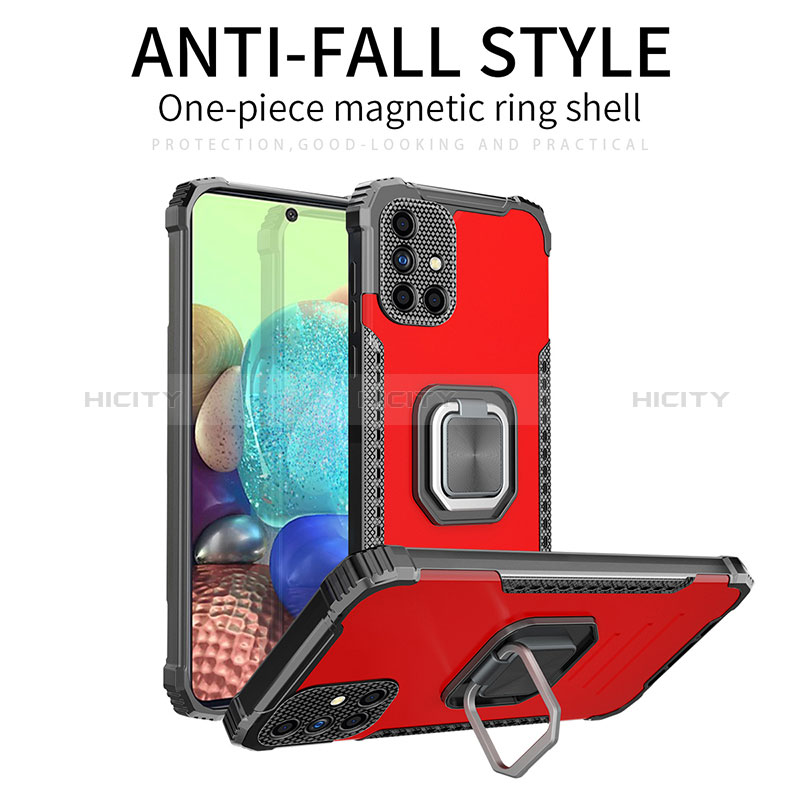 Funda Bumper Silicona y Plastico Mate Carcasa con Magnetico Anillo de dedo Soporte ZJ2 para Samsung Galaxy A51 4G