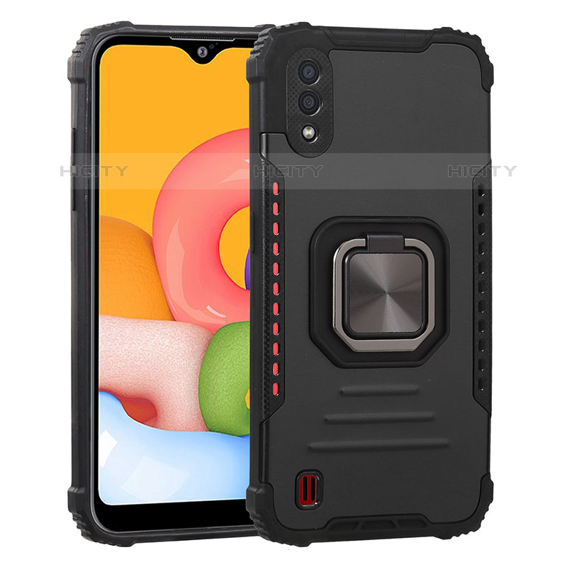 Funda Bumper Silicona y Plastico Mate Carcasa con Magnetico Anillo de dedo Soporte ZJ2 para Samsung Galaxy M01