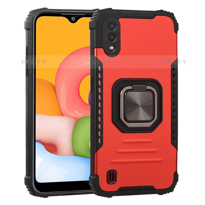 Funda Bumper Silicona y Plastico Mate Carcasa con Magnetico Anillo de dedo Soporte ZJ2 para Samsung Galaxy M01