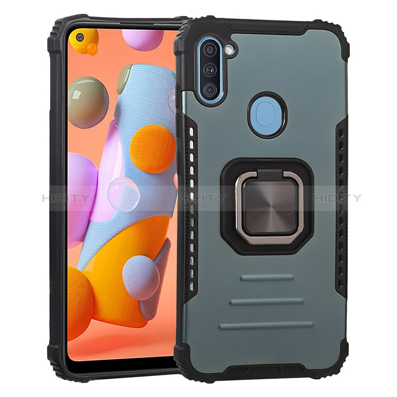 Funda Bumper Silicona y Plastico Mate Carcasa con Magnetico Anillo de dedo Soporte ZJ2 para Samsung Galaxy M11