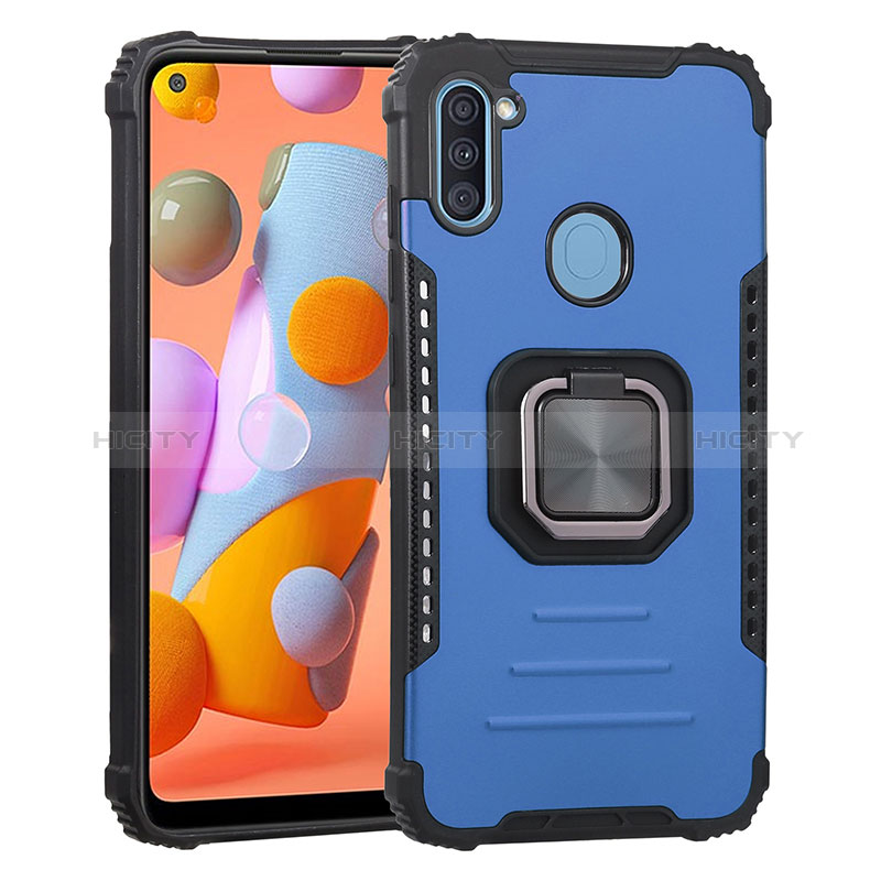 Funda Bumper Silicona y Plastico Mate Carcasa con Magnetico Anillo de dedo Soporte ZJ2 para Samsung Galaxy M11