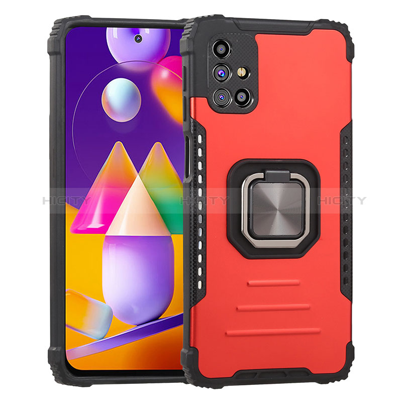 Funda Bumper Silicona y Plastico Mate Carcasa con Magnetico Anillo de dedo Soporte ZJ2 para Samsung Galaxy M31s