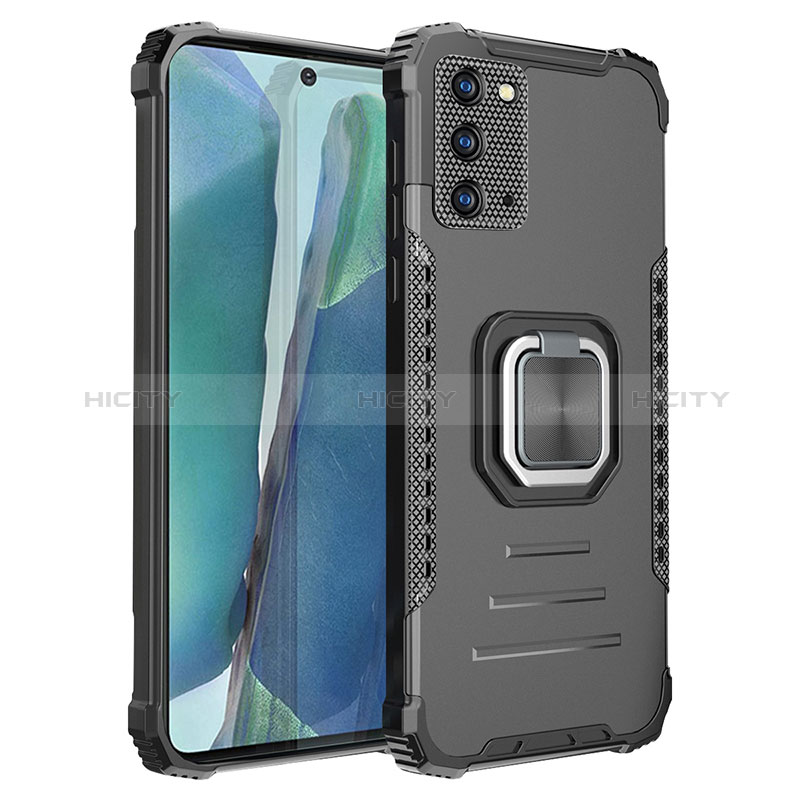 Funda Bumper Silicona y Plastico Mate Carcasa con Magnetico Anillo de dedo Soporte ZJ2 para Samsung Galaxy Note 20 5G Negro