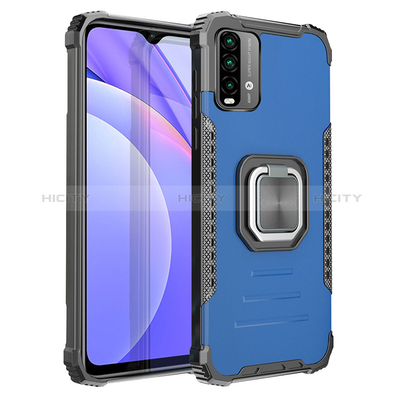 Funda Bumper Silicona y Plastico Mate Carcasa con Magnetico Anillo de dedo Soporte ZJ2 para Xiaomi Redmi 9T 4G