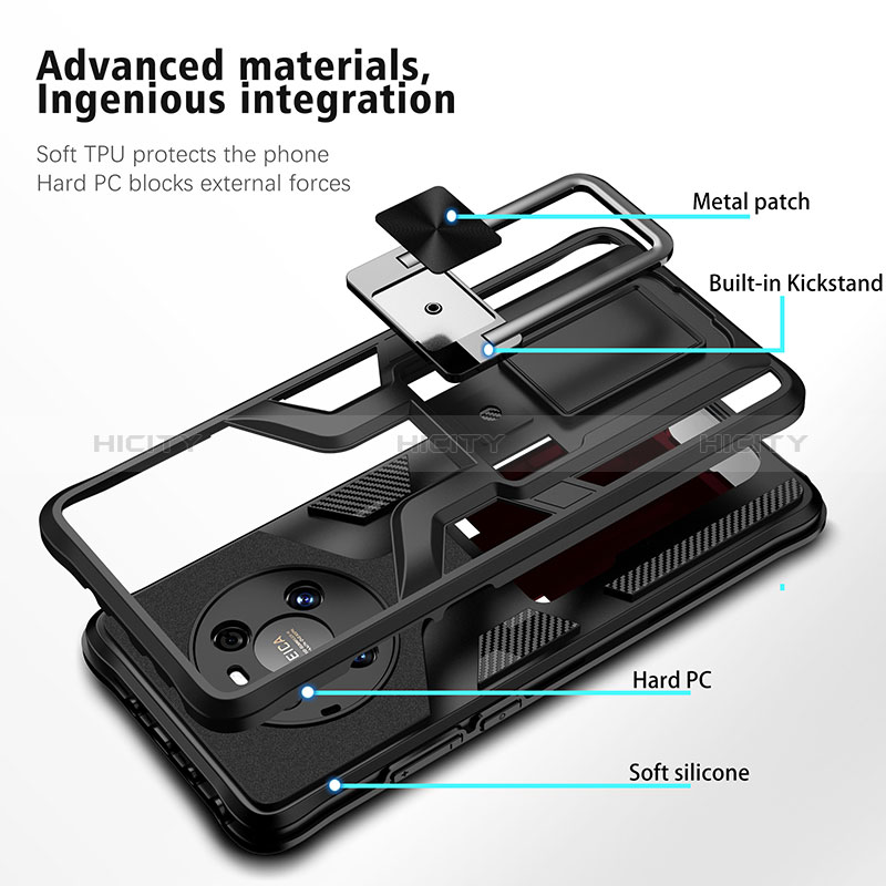 Funda Bumper Silicona y Plastico Mate Carcasa con Magnetico Anillo de dedo Soporte ZL1 para Huawei Mate 40 Pro