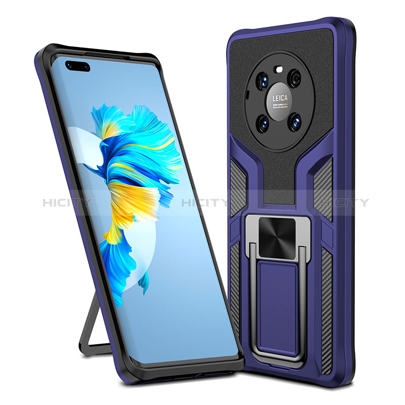 Funda Bumper Silicona y Plastico Mate Carcasa con Magnetico Anillo de dedo Soporte ZL1 para Huawei Mate 40 Pro