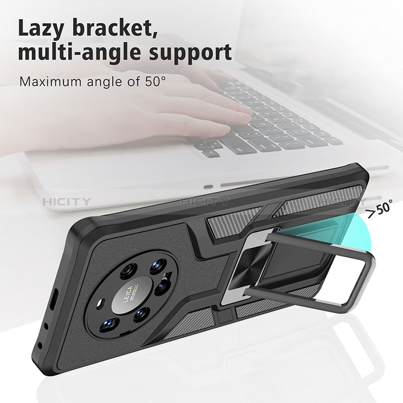 Funda Bumper Silicona y Plastico Mate Carcasa con Magnetico Anillo de dedo Soporte ZL1 para Huawei Mate 40 Pro+ Plus