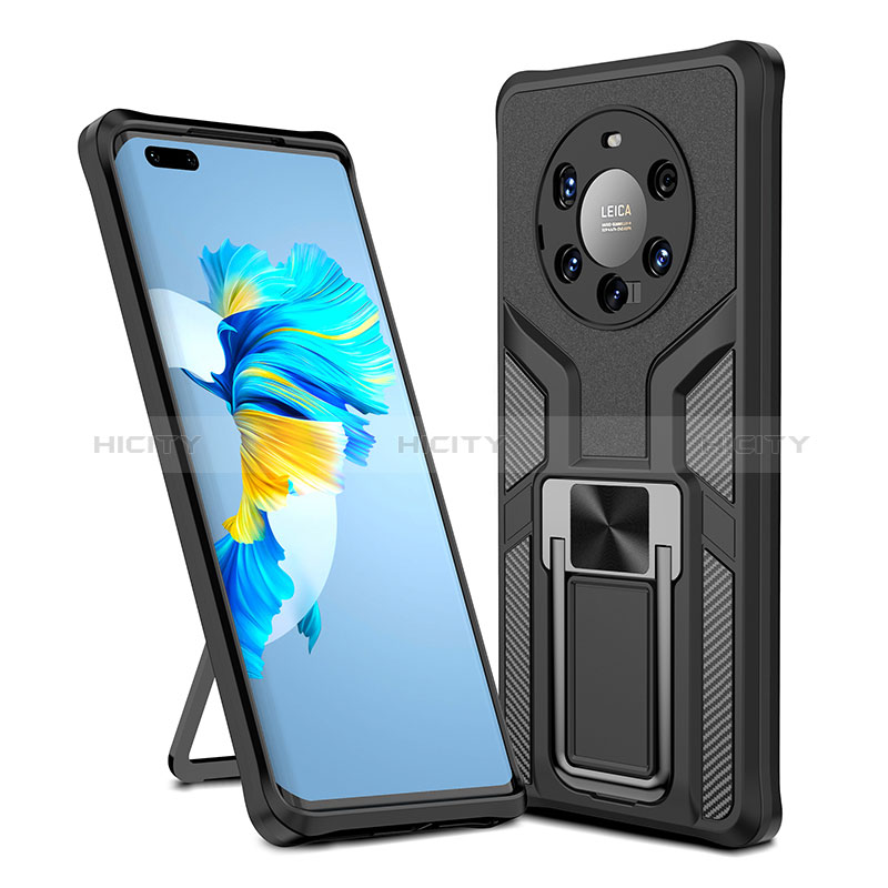 Funda Bumper Silicona y Plastico Mate Carcasa con Magnetico Anillo de dedo Soporte ZL1 para Huawei Mate 40 Pro+ Plus