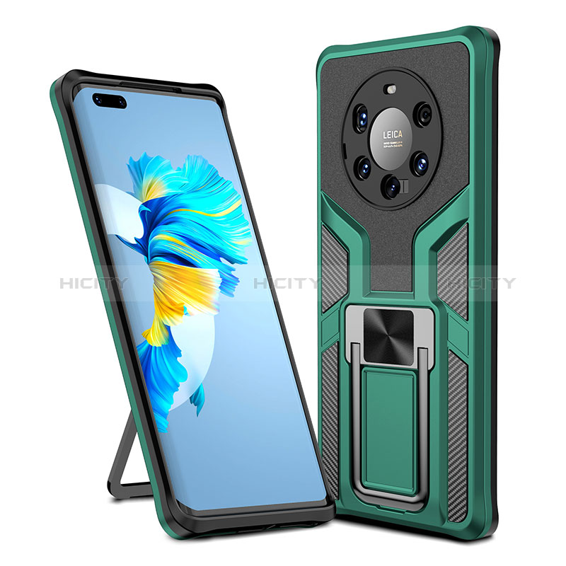 Funda Bumper Silicona y Plastico Mate Carcasa con Magnetico Anillo de dedo Soporte ZL1 para Huawei Mate 40 Pro+ Plus