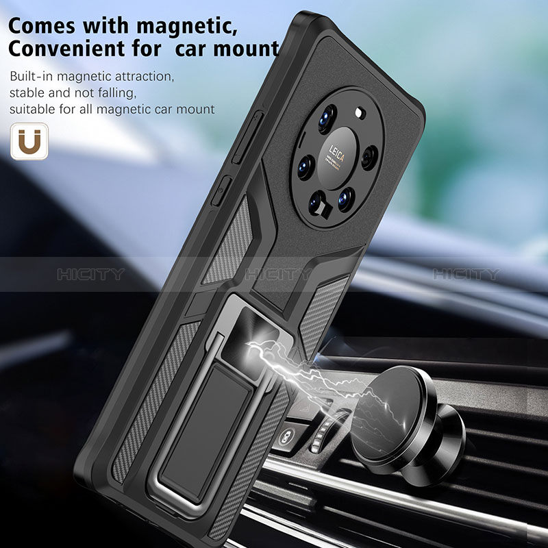 Funda Bumper Silicona y Plastico Mate Carcasa con Magnetico Anillo de dedo Soporte ZL1 para Huawei Mate 40 Pro+ Plus