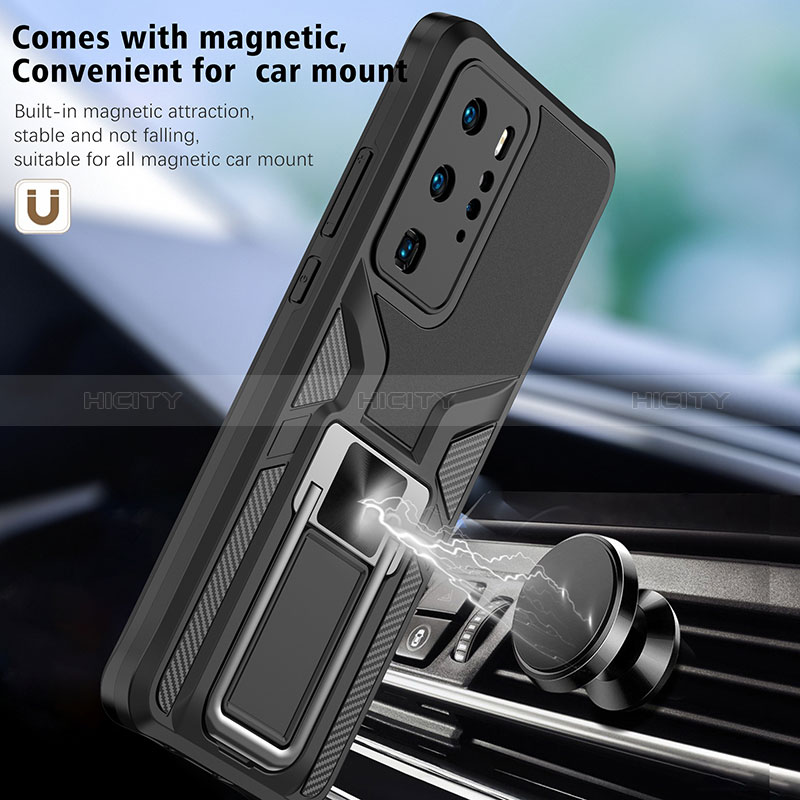 Funda Bumper Silicona y Plastico Mate Carcasa con Magnetico Anillo de dedo Soporte ZL1 para Huawei P40 Pro