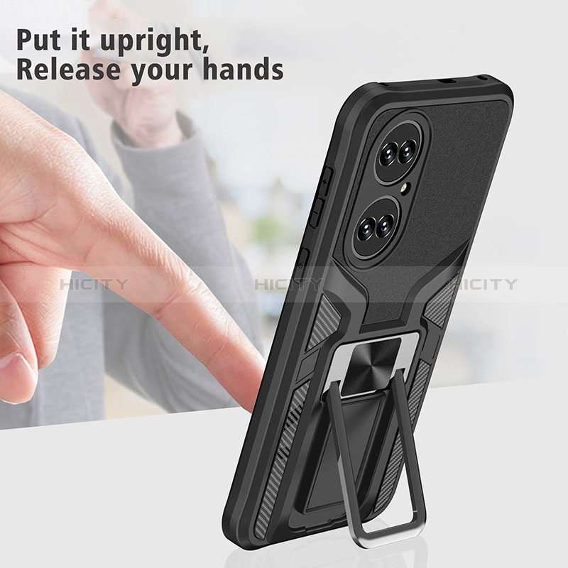 Funda Bumper Silicona y Plastico Mate Carcasa con Magnetico Anillo de dedo Soporte ZL1 para Huawei P50 Pro