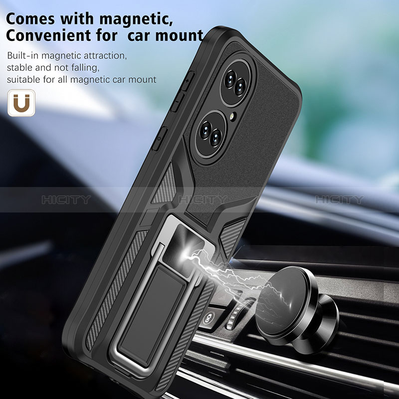 Funda Bumper Silicona y Plastico Mate Carcasa con Magnetico Anillo de dedo Soporte ZL1 para Huawei P50 Pro