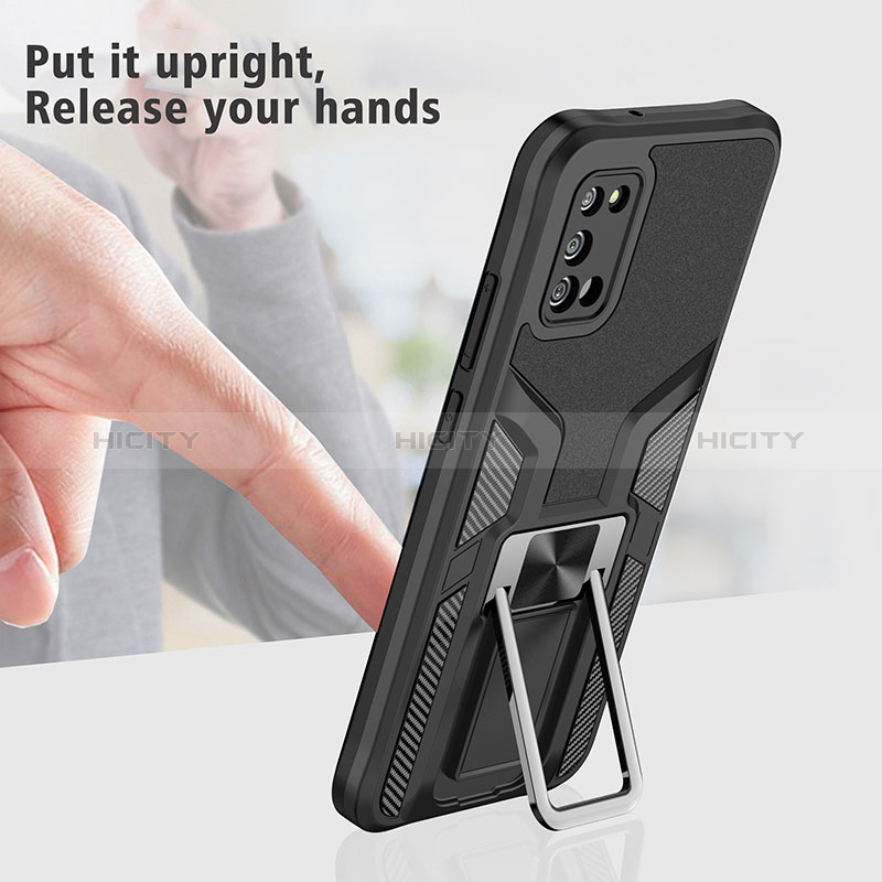Funda Bumper Silicona y Plastico Mate Carcasa con Magnetico Anillo de dedo Soporte ZL1 para Samsung Galaxy A02s