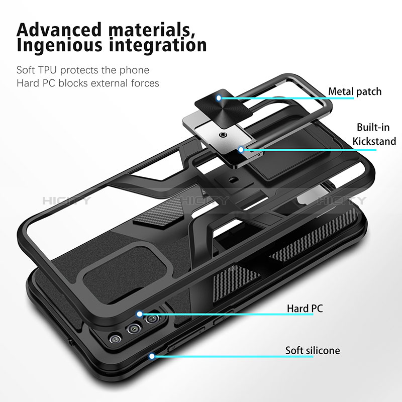 Funda Bumper Silicona y Plastico Mate Carcasa con Magnetico Anillo de dedo Soporte ZL1 para Samsung Galaxy A02s