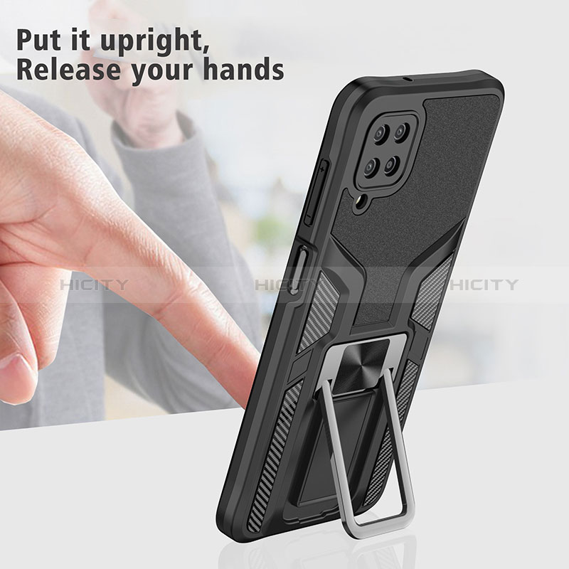 Funda Bumper Silicona y Plastico Mate Carcasa con Magnetico Anillo de dedo Soporte ZL1 para Samsung Galaxy A12 5G