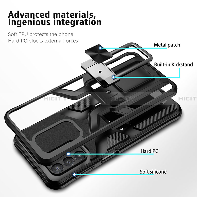 Funda Bumper Silicona y Plastico Mate Carcasa con Magnetico Anillo de dedo Soporte ZL1 para Samsung Galaxy A32 5G