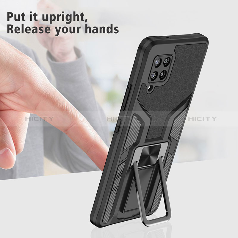 Funda Bumper Silicona y Plastico Mate Carcasa con Magnetico Anillo de dedo Soporte ZL1 para Samsung Galaxy A42 5G