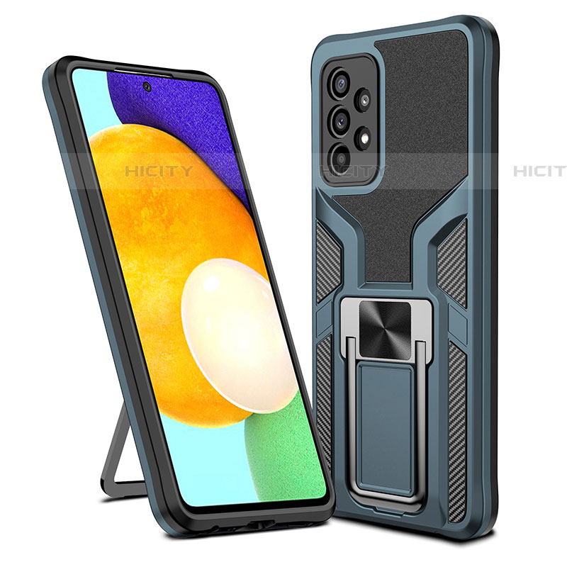 Funda Bumper Silicona y Plastico Mate Carcasa con Magnetico Anillo de dedo Soporte ZL1 para Samsung Galaxy A52 5G