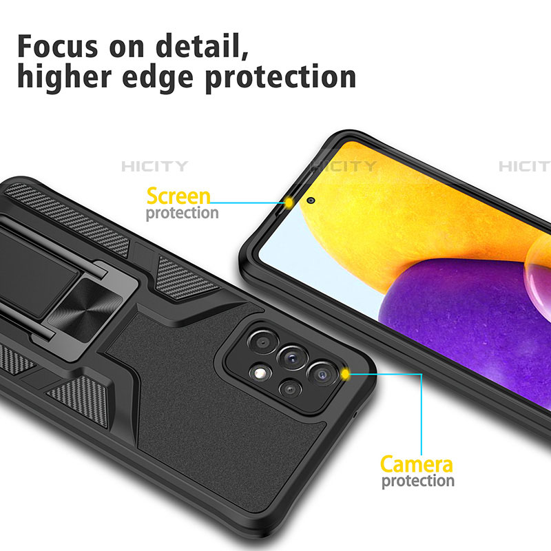 Funda Bumper Silicona y Plastico Mate Carcasa con Magnetico Anillo de dedo Soporte ZL1 para Samsung Galaxy A72 5G
