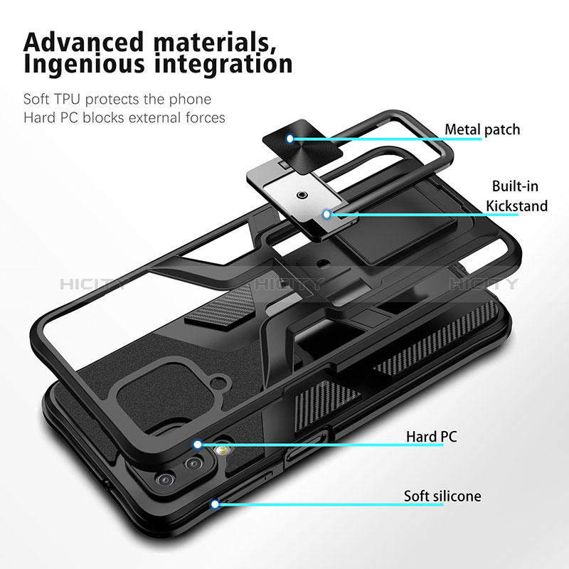 Funda Bumper Silicona y Plastico Mate Carcasa con Magnetico Anillo de dedo Soporte ZL1 para Samsung Galaxy F12