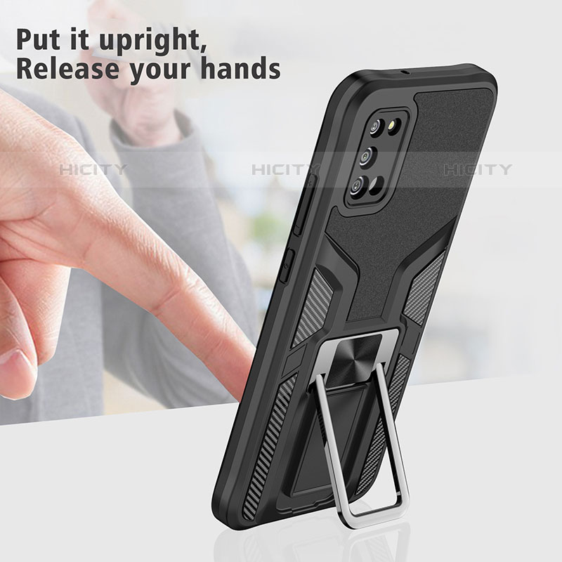 Funda Bumper Silicona y Plastico Mate Carcasa con Magnetico Anillo de dedo Soporte ZL1 para Samsung Galaxy M02s