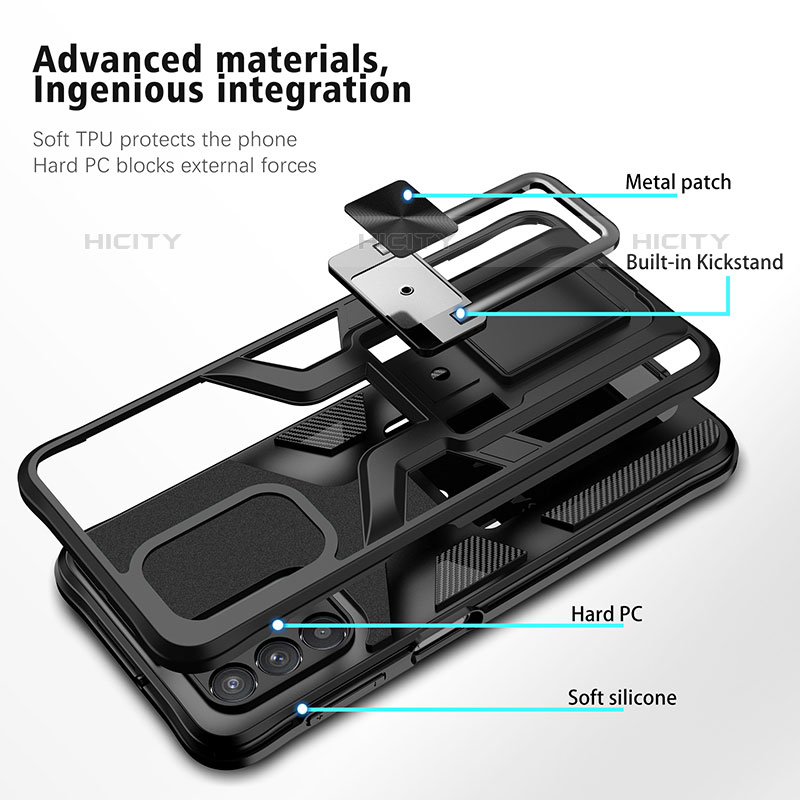 Funda Bumper Silicona y Plastico Mate Carcasa con Magnetico Anillo de dedo Soporte ZL1 para Samsung Galaxy M32 5G