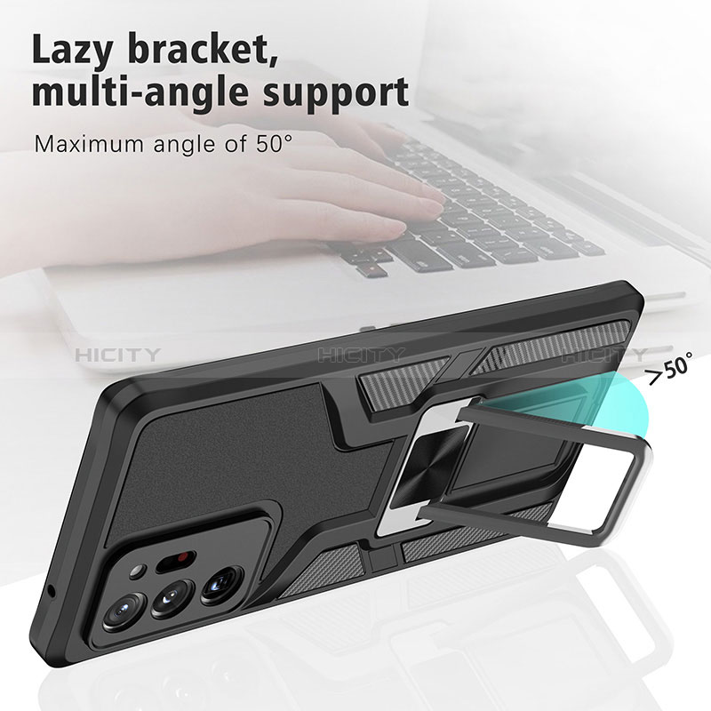 Funda Bumper Silicona y Plastico Mate Carcasa con Magnetico Anillo de dedo Soporte ZL1 para Samsung Galaxy Note 20 Ultra 5G