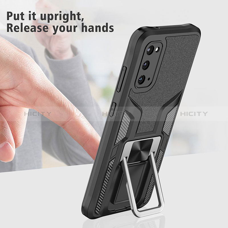 Funda Bumper Silicona y Plastico Mate Carcasa con Magnetico Anillo de dedo Soporte ZL1 para Samsung Galaxy S20
