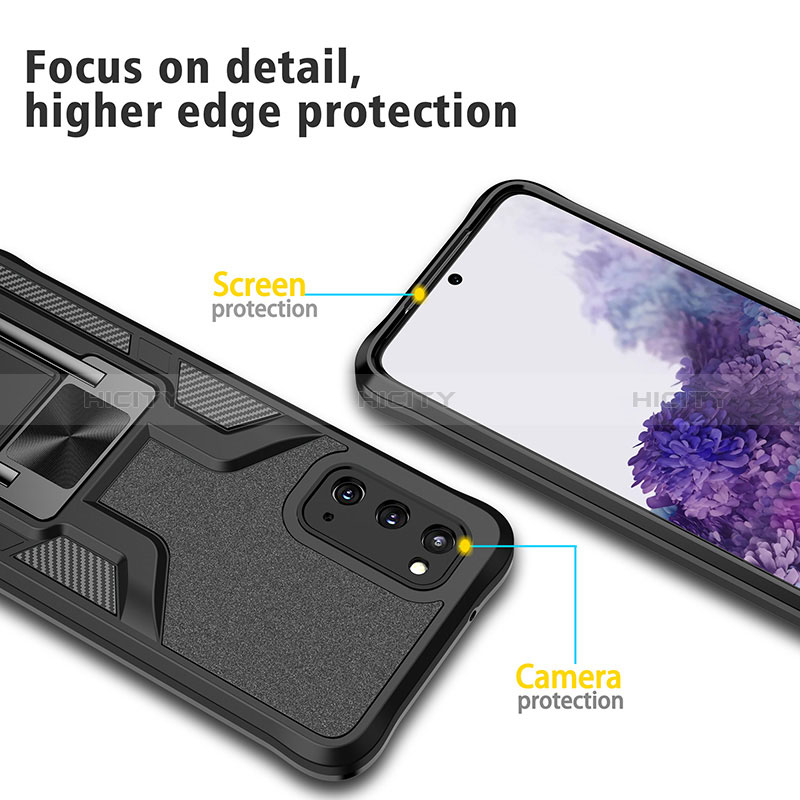 Funda Bumper Silicona y Plastico Mate Carcasa con Magnetico Anillo de dedo Soporte ZL1 para Samsung Galaxy S20