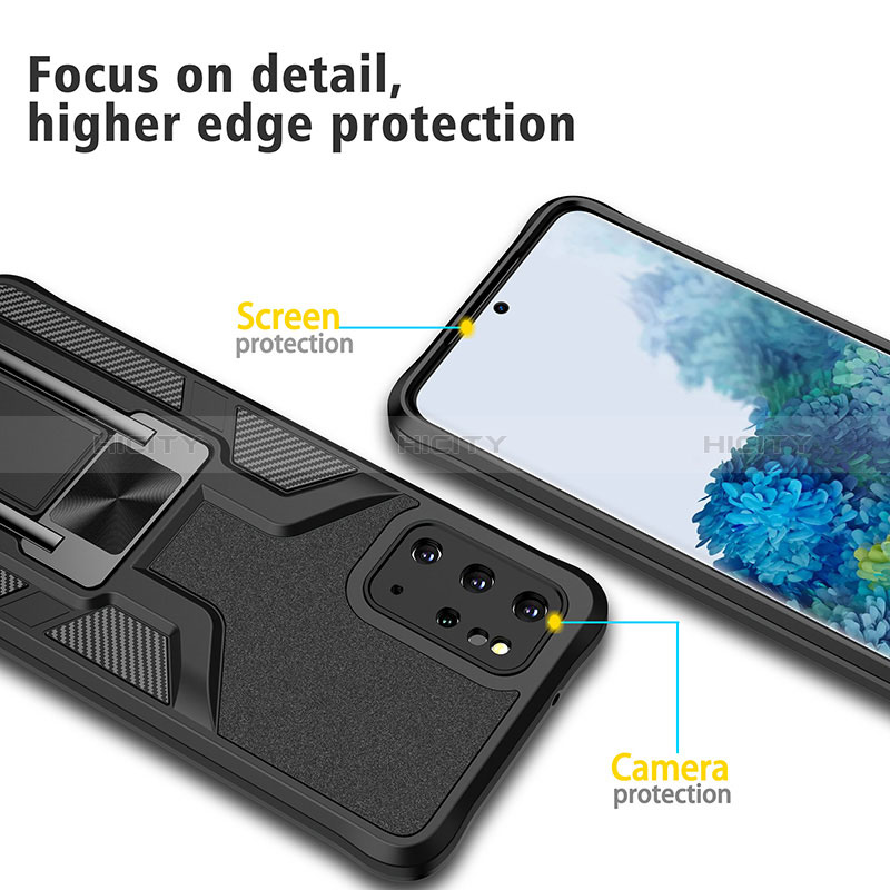 Funda Bumper Silicona y Plastico Mate Carcasa con Magnetico Anillo de dedo Soporte ZL1 para Samsung Galaxy S20 Plus
