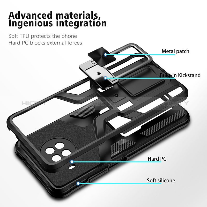 Funda Bumper Silicona y Plastico Mate Carcasa con Magnetico Anillo de dedo Soporte ZL1 para Xiaomi Mi 10i 5G